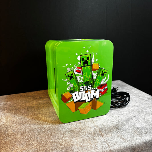 Minecraft Creeper Boom Mini Fridge Green Portable Tabletop Electric Cooler