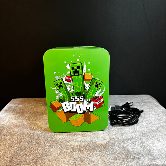 Minecraft Creeper Boom Mini Fridge Green Portable Tabletop Electric Cooler