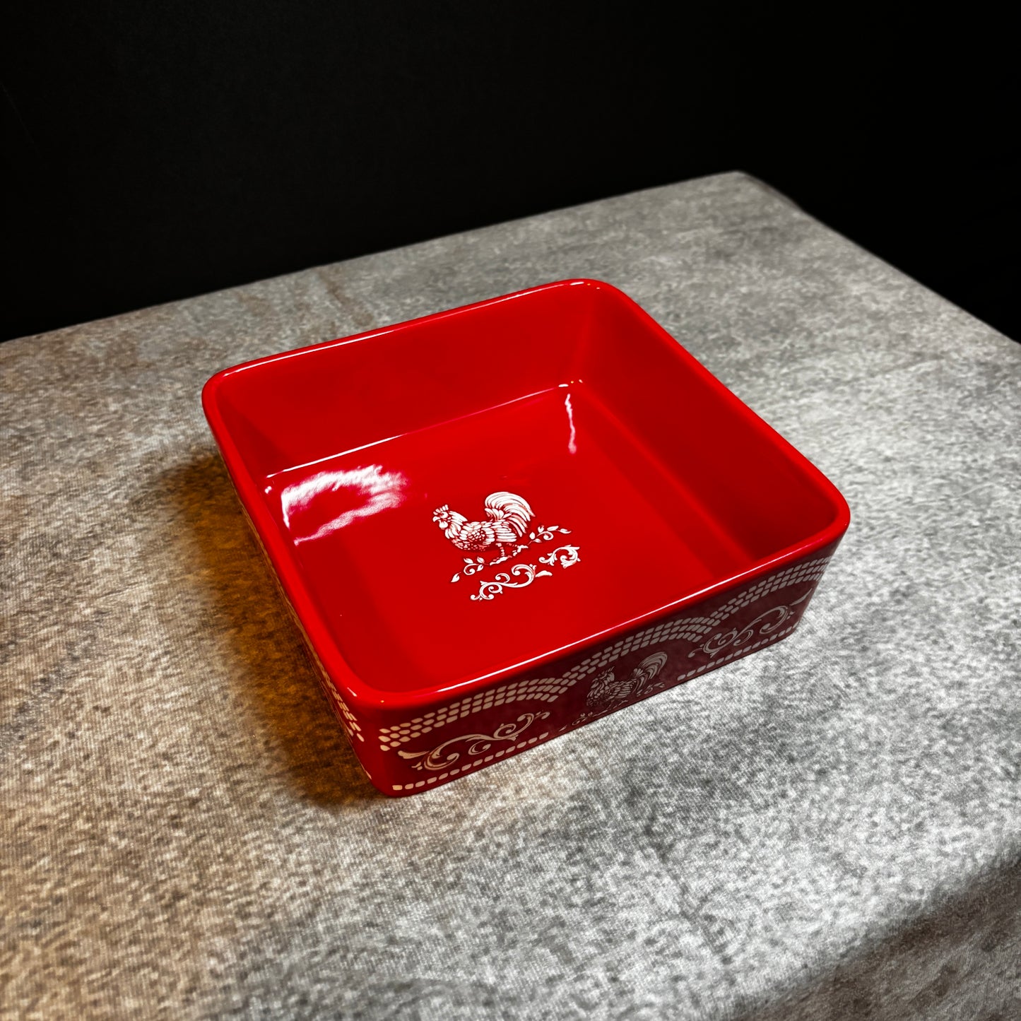 Temptations by Tara Doodle Doo Red Rooster 7 3/4" Square Baking Dish