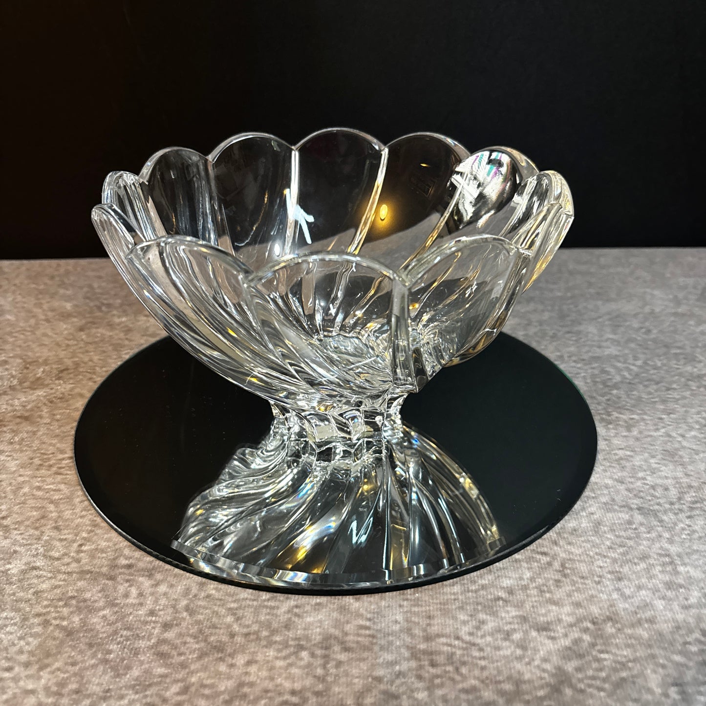 Marquis by Waterford Crystal Bowl Swirl Petal Edge Heavy Glass Candy Dish 6”