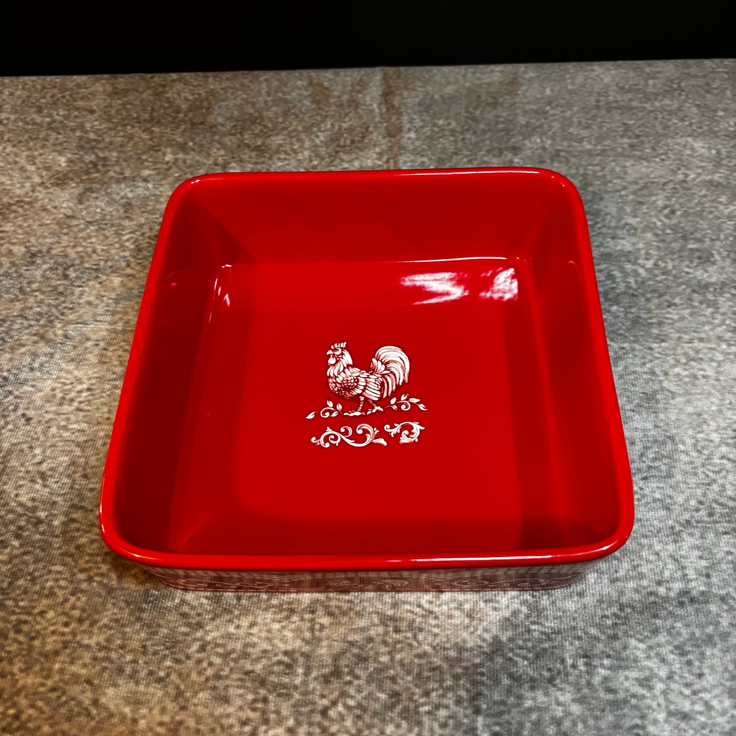 Temptations by Tara Doodle Doo Red Rooster 7 3/4" Square Baking Dish