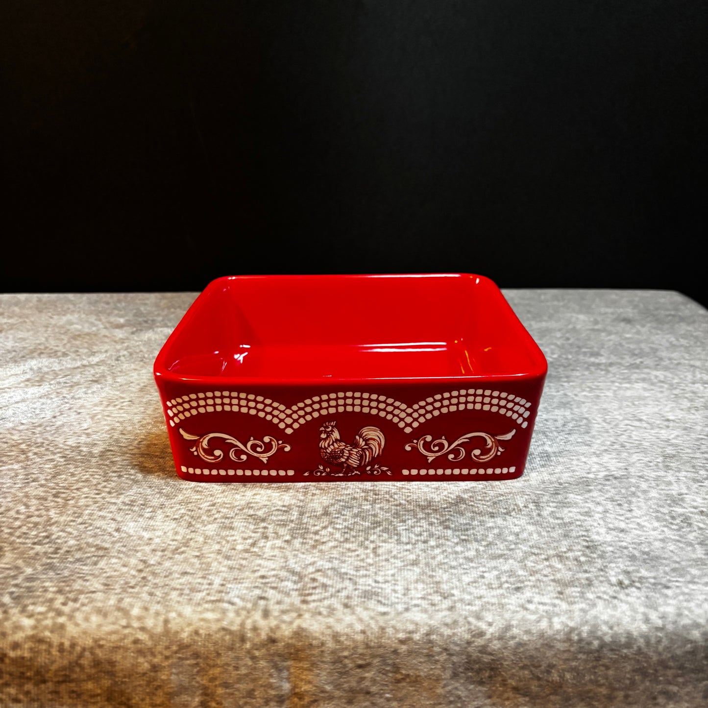 Temptations by Tara Doodle Doo Red Rooster 7 3/4" Square Baking Dish