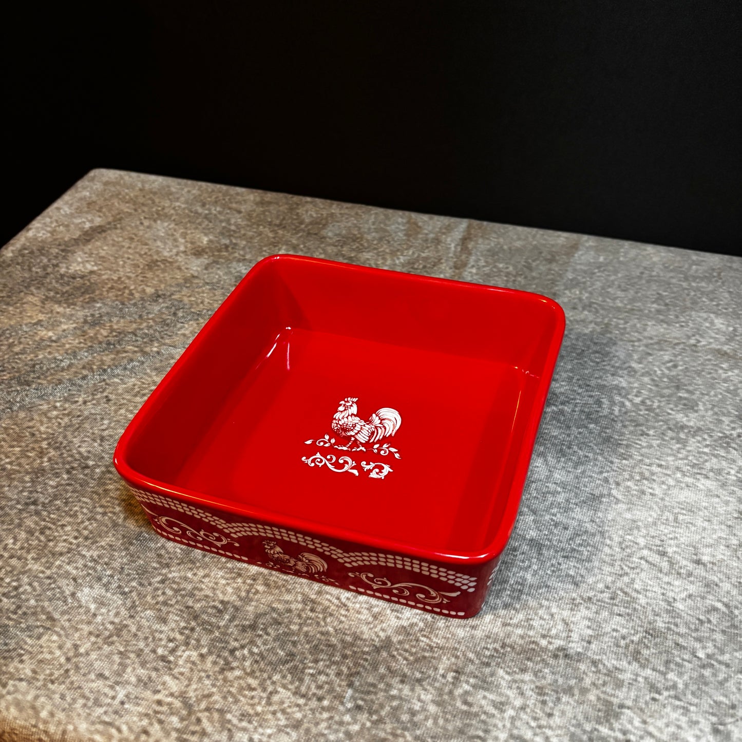 Temptations by Tara Doodle Doo Red Rooster 7 3/4" Square Baking Dish