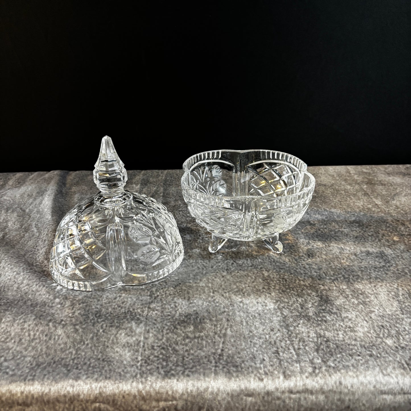 Vintage 50s crystal CANDY DISH